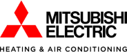 Red three-diamond logo next to the word "Mitsubishi" in black text on a transparent background.