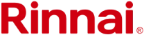 Rinnai logo in bold red text on a transparent background.