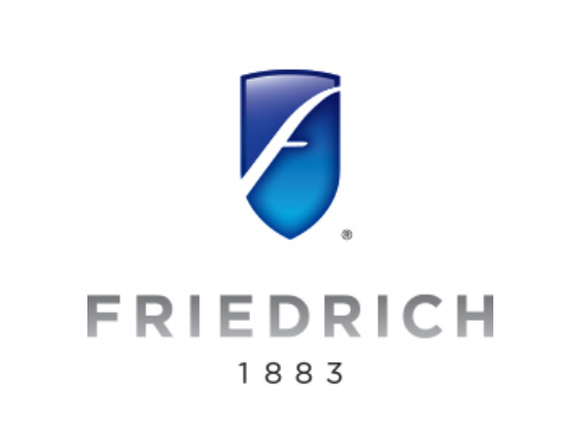 Blue shield logo with a white lowercase "f" above the word "FRIEDRICH" in gray, with "1883" below—representing one of the trusted residential HVAC brands we service.