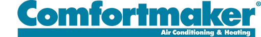Comfortmaker logo in blue with the words "Air Conditioning & Heating" in white text below on the right side, highlighting it as one of the trusted residential HVAC brands we service.