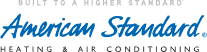 American Standard Heating & Air Conditioning logo with the slogan “Built to a Higher Standard” above the company name in blue script, representing trusted residential HVAC and A/C brands we service.